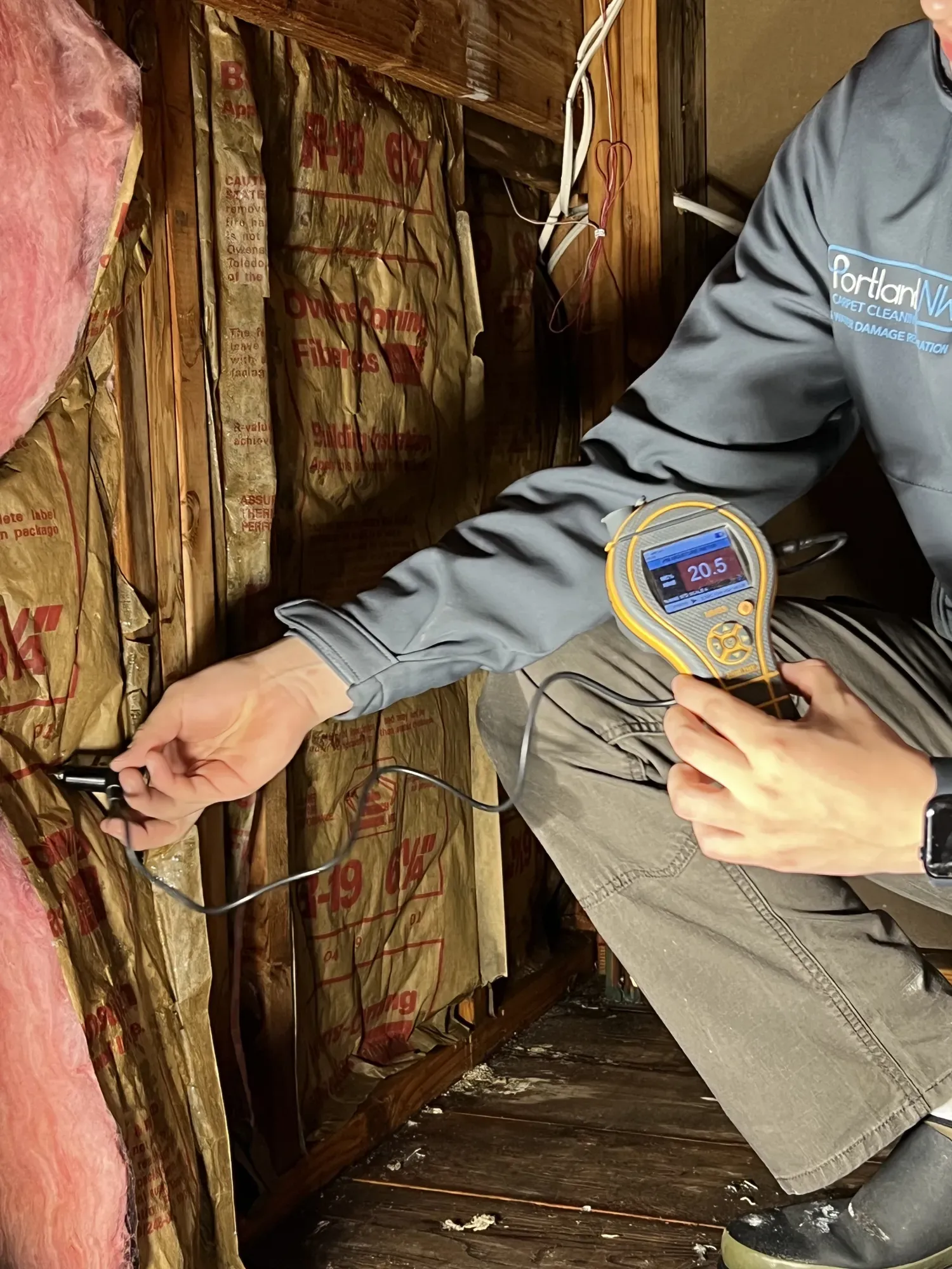 worker inspecting room